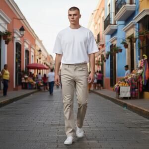 NWT Vintage Kenneth Cole New York Pants Men's 34 X 32 Natural Khaki Straight Leg